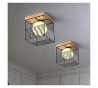 Hanging Lamp Warm Light Chandelier for Living Room Bedroom Dining Hallway Porch Glass Lampshade Restaurant Ceiling Lamp 18x18x20cm Pendant Lamp (Size : Black)