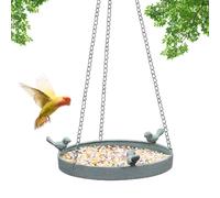 Hanging Metal Bird Bath For Outdoors | Iron Garden Decorative Wildlife Basin | 24 Inch Durable Patio Waterer | Backyard Hanging Hummingbird Drinking Station