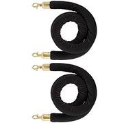 Hanging Queue Divider Crowd Control Barrier Rope with Gold Hooks,Twisted Stanchion Velvet Rope, for Hotels Front Lobby, Easy to Install(Black,0.6m/2ft/24inch)