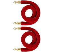 Hanging Queue Divider Crowd Control Barrier Rope with Gold Hooks,Twisted Stanchion Velvet Rope, for Hotels Front Lobby, Easy to Install(Red,1m/3.3ft/39inch)