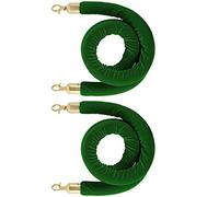 Hanging Queue Divider Crowd Control Barrier Rope with Gold Hooks,Twisted Stanchion Velvet Rope, for Hotels Front Lobby, Easy to Install(Green,2m/6.6ft/79inch)