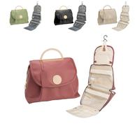 Hanging Travel Toiletry Bag for Women with Clear Compartments & Removable Pouch, Water-Resistant Cosmetic Organizer (Red)