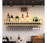 Hanging Wine Baser Wall Wall Wall Wine Rack, supporto per piante in ferro vintage, scaffali per sala da pranzo per decorazione da parete, porta arte bar, facile da installare, non cade EA, oro, 120