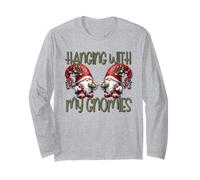 Hanging with My Gnomies for Xmas Family Cute Christmas GNOME Maglia a Manica