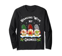 Hanging with My Gnomies Simpatici gnomi Natale Divertente Vacanza Maglia a Manica