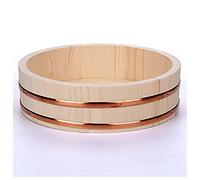 Hangiri Sushi Oke Rice, ciotola grande in legno con fasce in rame, 48 cm, perfetta per raffreddare e assorbire l'acqua dal riso
