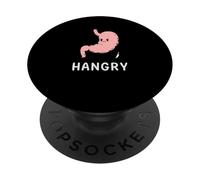 Hangry - Coltello da stomaco divertente, cartone animato, affamato, arrabbiato, gioco di parole PopSockets PopGrip Adesivo