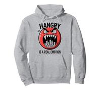 Hangry è Una Vera emozione: Divertente Mostro dell'umore del Cibo Felpa con Cappuccio, Unisex per Adulti, Grigio Melange, L