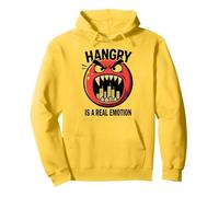 Hangry è Una Vera emozione: Divertente Mostro dell'umore del Cibo Felpa con Cappuccio, Unisex per Adulti, Limone, L