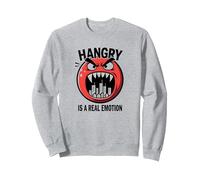 Hangry è Una Vera emozione: Divertente Mostro dell'umore del Cibo Felpa, Unisex per Adulti, Grigio Melange, XXL