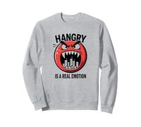 Hangry è Una Vera emozione: Divertente Mostro dell'umore del Cibo Felpa, Unisex per Adulti, Grigio Melange, L