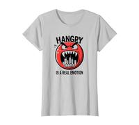 Hangry è Una Vera emozione: Divertente Mostro dell'umore del Cibo Maglietta, Donna, Argento, L