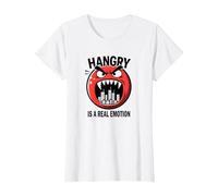 Hangry è Una Vera emozione: Divertente Mostro dell'umore del Cibo Maglietta, Donna, Bianco, L