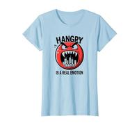 Hangry è Una Vera emozione: Divertente Mostro dell'umore del Cibo Maglietta, Donna, Celeste, L