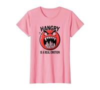 Hangry è Una Vera emozione: Divertente Mostro dell'umore del Cibo Maglietta, Donna, Rosa, L