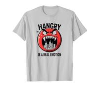 Hangry è Una Vera emozione: Divertente Mostro dell'umore del Cibo Maglietta, Uomo, Argento, L