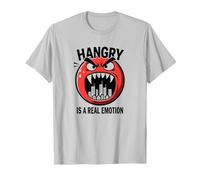 Hangry è Una Vera emozione: Divertente Mostro dell'umore del Cibo Maglietta, Uomo, Argento, XL