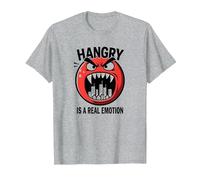 Hangry è Una Vera emozione: Divertente Mostro dell'umore del Cibo Maglietta, Uomo, Grigio Melange, XL