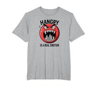 Hangry è Una Vera emozione: Divertente Mostro dell'umore del Cibo Maglietta, Uomo Taglie Grandi, Grigio Melange, 4X Tall