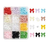 Hangsu 1 scatola di adesivi per unghie, in acrilico, a forma di farfalla, fiore, orso, nail art, ciondolo 3D, in metallo, accessori per gioielli