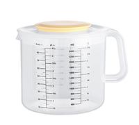 Hangsu 2,5 L di Contenitore Graduato per Liquidi, Tazza di Miscelazione Cottura Tazza di Misurazione con Coperchio in Plastica Trasparente