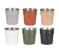 Hangsu 5/6pcs Acciaio Inox Tazza Da Bere 300ml Tè Caffè Latte Birra Tazza Portatile Impilabile Accessori Da Campeggio Impilabile Acqua All'aperto Bicchieri Da Viaggio