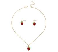Hangsu Accessori colorati a tema lampone set di gioielli alla moda con collana e orecchini eleganti donne ragazze ornamento ufficio usura accessori