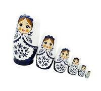 Hangsu Bambole russe in legno a 6 strati dipinte a mano, giocattolo educativo per attività creative, matriosca in legno, dipinta a mano, arte popolare