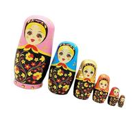 Hangsu Bambole russe in legno a 6 strati dipinte a mano, giocattolo educativo per attività creative, matriosca in legno, dipinta a mano, arte popolare