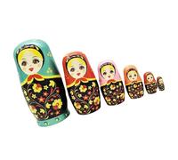 Hangsu Bambole russe in legno a 6 strati dipinte a mano, giocattolo educativo per attività creative, matriosca in legno, dipinta a mano, arte popolare