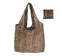 Hangsu Borsa per la spesa pieghevole, elegante e pratica, leggera, grande, pieghevole, per donne e uomini, riutilizzabile, Stampa leopardata, One Size