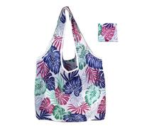 Hangsu Borsa per la spesa pieghevole, elegante e pratica, leggera, grande, pieghevole, per donne e uomini, riutilizzabile, Foglia di banana., One Size