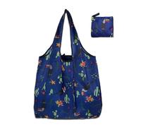 Hangsu Borsa per la spesa pieghevole, elegante e pratica, leggera, grande, pieghevole, per donne e uomini, riutilizzabile, Uccello Blu Navy, One Size
