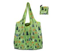 Hangsu Borsa per la spesa pieghevole, elegante e pratica, leggera, grande, pieghevole, per donne e uomini, riutilizzabile, Foresta verde, One Size