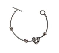 Hangsu Braccialetto leggero con perline in lega robusta, design a forma di cuore, anallergico, gioiello da polso per il suo compleanno, gioiello da polso alla moda con perline in resina, Misura unica