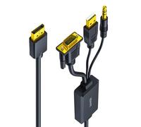 Hangsu Cavo adattatore da VGA a DisplayPort per trasmissione del suono e risoluzione 1080p per PC portatile a monitor TV