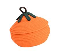 Hangsu Cestino di zucca intrecciato Coperchio resistente alla polvere Contenitore di stoccaggio multifunzionale Scatola da tavolo per decorazione stagionale Scatola regalo in corda di cotone con