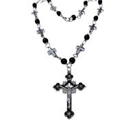 Hangsu Collana rosario con perle fatte a mano per donne e uomini, crocifisso con ciondolo a forma di crocifisso, catena per clavicola, preghiera religiosa, idea regalo, One Size, come descritto, come