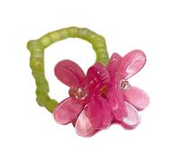 Hangsu Elastici Perline Viole Floreali Acrilici Anelli Regolabili Gioielli Dito Stile Coreano Accessorio Moda Donna per il Partito Leggero Confortevole Anelli da Donna, One Size, come descritto, come