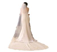 Hangsu Golden Star Detailing Veli da sposa Cattedrale Treno Lunghezza pura Tulle Testa Per Outdoor Chiesa Matrimoni Foto Usura Lungo Treno Cattedrale Sposa, Velo di paillettes M14A, Taglia unica