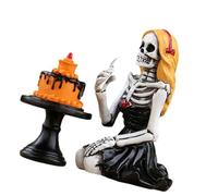 Hangsu Goticismo Scheletro Ragazza Mangiare Torta Scultura Resine Impermeabili Opere D'arte Per Halloween Atmosfere Creazione Halloween Bagno Decorazione Scheletro Ragazza