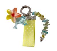 Hangsu Portachiavi a forma di delfini con delicato pizzo e conchiglie, accessorio ideale per regali e decorazioni, ciondolo artistico a forma di delfini, Giallo, Taglia unica