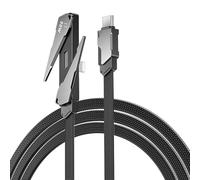 Hangsu Set di 2 cavi di alimentazione in lega di Zn e cavo dati intrecciato con funzione di supporto pieghevole per una comoda visualizzazione 120 cm USB C cavo di ricarica rinforzato linea di