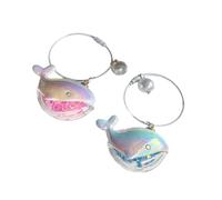 Hangsu Set di 2 portachiavi a forma di balena, accessorio divertente per chiavi, elegante supporto in acrilico per borse o chiavi, ideale per regali colorati, 1 Blu 1 Rosa, Taglia unica