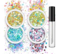 Hangsu Set di 4 scatole con paillettes, per trucco, viso, corpo, unghie, unghie