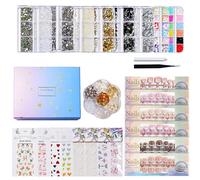Hangsu Set di adesivi per unghie, alla moda, con pinzette, strumenti per punteggiare, perline 3D e adesivi a forma di farfalla, manicure professionale