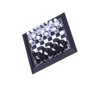 Hangsu Set di scacchi in miniatura per case delle bambole accessori e display da tavolo con tavola in metallo e pezzi scacchiera artistica in metallo per collezionista