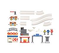 Hangsu Set di treni elettrici con binari magnetici e simulazione della scena della città per bambini dai 3 anni in su, giocattolo educativo, facile da montare