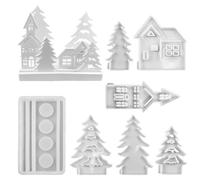 HANGSU Stampi in silicone per colata di case, confezione da 7 stampi in silicone a forma di albero con base in silicone per candela, stampo in gesso