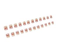 Hangsu Unghie finte, 24 unghie finte natalizie, a strisce, corte, quadrate, copertura completa, unghie adesive bianche con fiocco di neve in acrilico